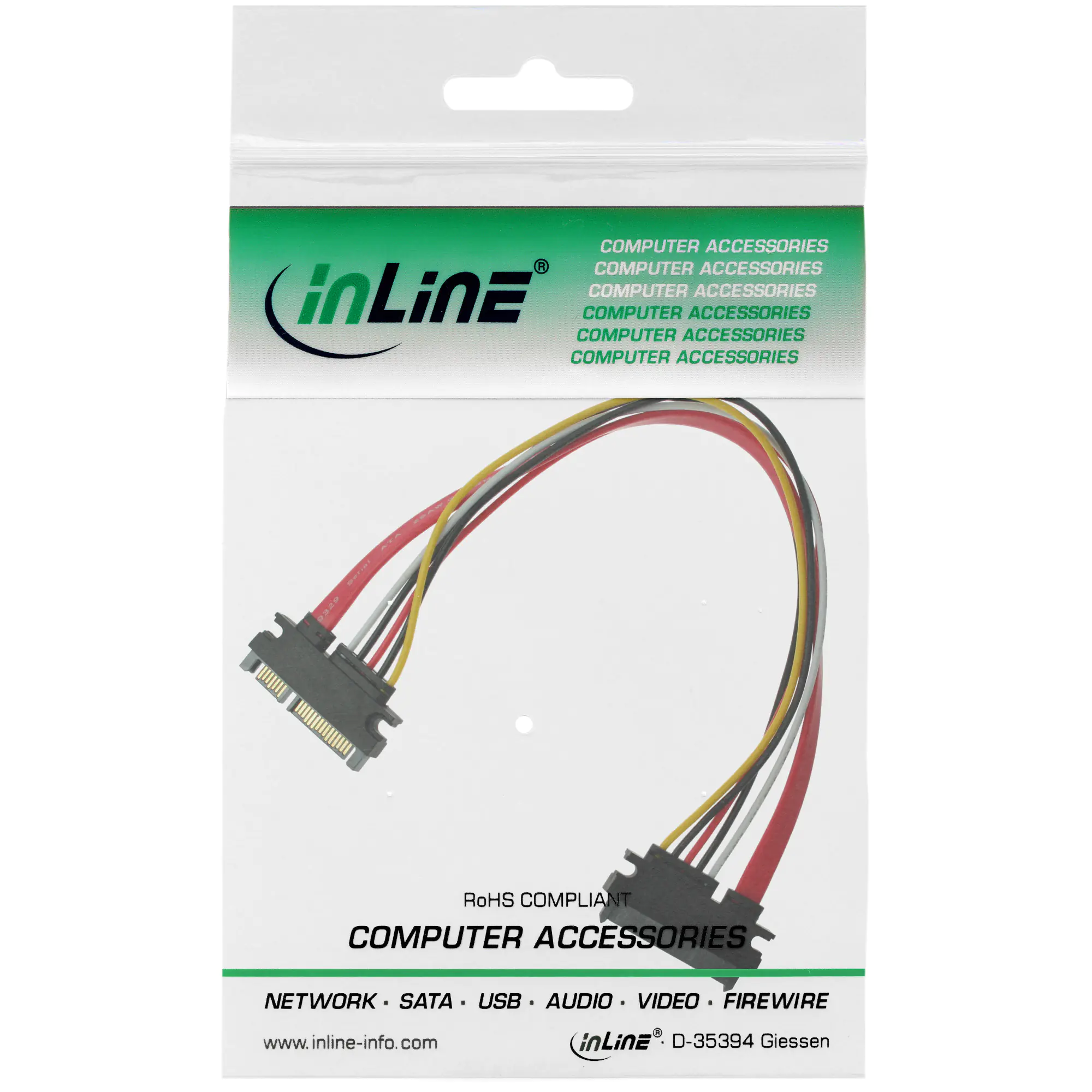 InLine - SATA-Verlängerungskabel - Serial ATA 150/300/600 - SATA Combo (M) zu SATA Combo (W) - 50 cm