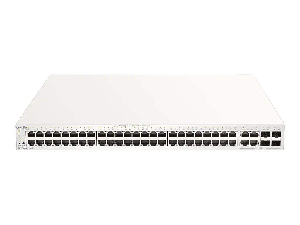 D-Link Nuclias Cloud-Managed DBS-2000-52MP - Switch - 48 x 10/100/1000 (PoE+) + 4 x Kombi-SFP - PoE+ (370 W)