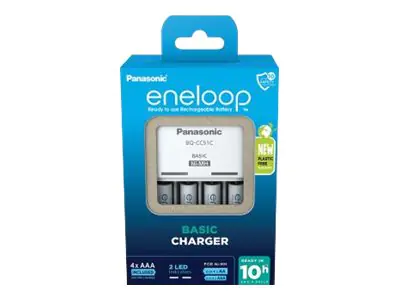 Panasonic eneloop Basic BQ-CC51 - Batterieladegerät - kunststofffrei - (für 4xAA/AAA) 4 x AAA - NiMH - 800 mAh (Eurostecker)