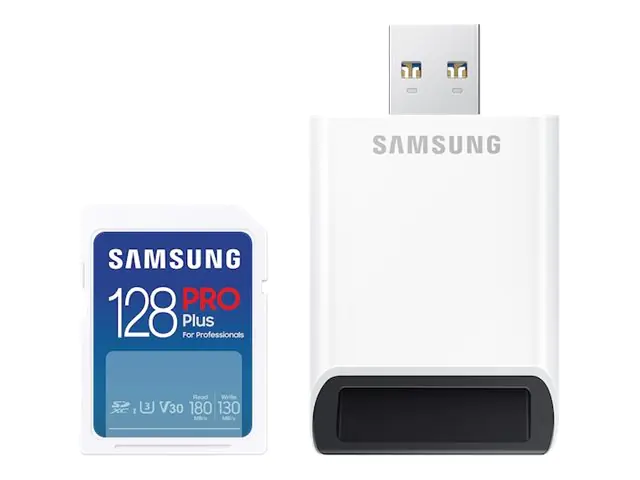 Samsung PRO Plus MB-SD128SB - Flash-Speicherkarte - 128 GB - Video Class V30 / UHS-I U3 / Class10 - SDXC UHS-I - weiß