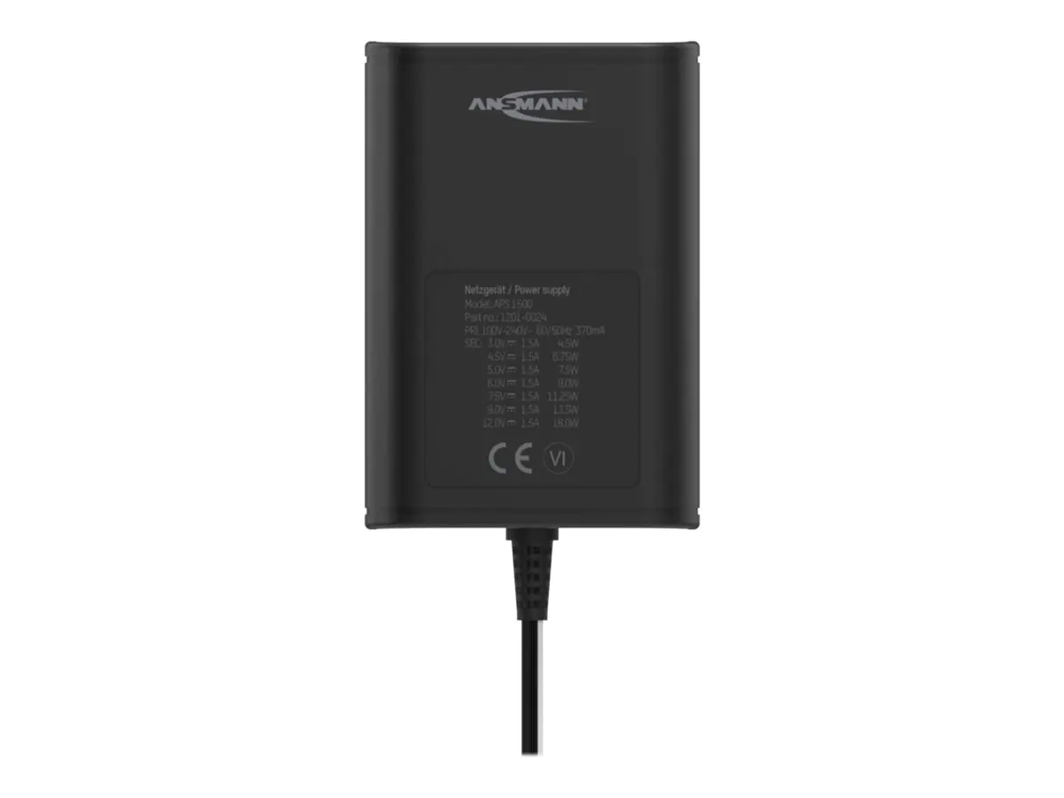 ANSMANN APS 1500 - Netzteil - Wechselstrom 100-240 V - 18 Watt - Schwarz