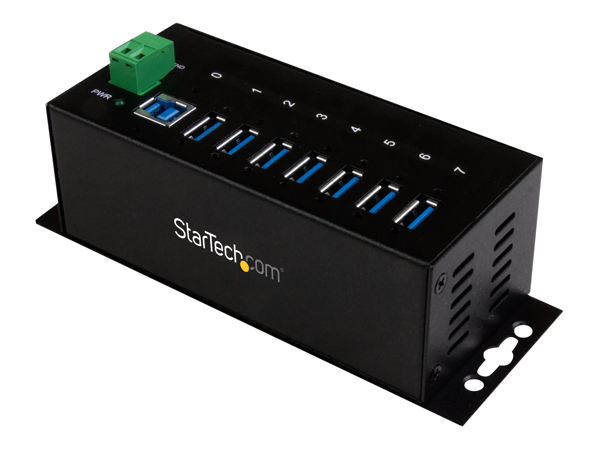 StarTech Industrieller 7 Port USB 3.0 Hub mit Überspannungsschutz - USB Hub zur Klemmleisten / DIN-Schienen Montage - Hub - 7 x SuperSpeed USB 3.0 - an DIN-Schiene montierbar, wandmontierbar - Gleichstrom - für P/N: ITB20D3250, USB312SAT3CB, USB315CB2M, U