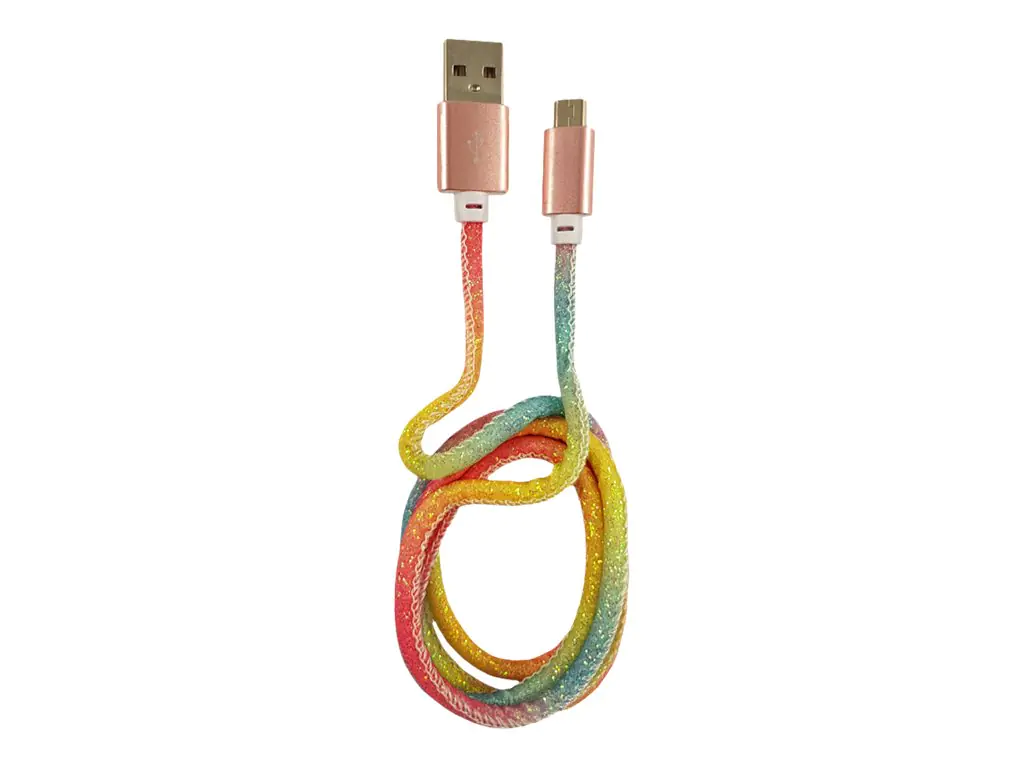 LC Power - USB-Kabel - USB (M) zu Micro-USB Typ B (M) - 2 A - 1 m - Rainbow Glitter