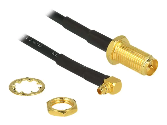 Delock - Antennenkabel - MMCX Stecker zu RP-SMA Stecker - 32 cm - Schwarz - 90° Stecker