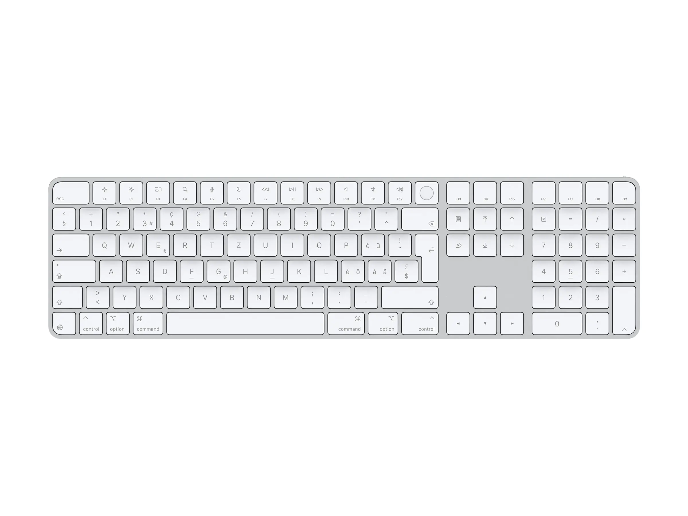 Apple Magic Keyboard with Touch ID and Numeric Keypad - Tastatur - USB-C - kabellos - Bluetooth - QWERTZ - Schweiz - weiße Tasten