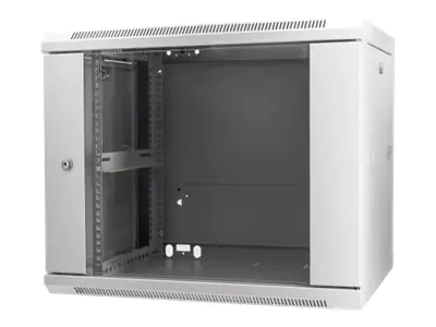 Intellinet Network Cabinet, Wall Mount (Standard), 9U, Usable Depth 500mm/Width 540mm, Grey, Assembled, Max 60kg, Metal & Glass Door, Back Panel, Removeable Sides, Suitable also for use on desk or floor, 19",Parts for wall install (eg screws/rawl plu