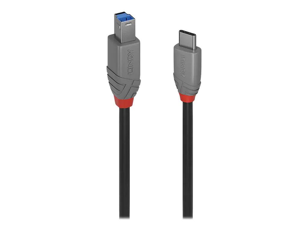 Lindy Anthra Line - USB-Kabel - 24 pin USB-C (M) zu USB Type B (M) - USB 3.2 Gen 1 - 2 m - rund, bi-direktional - Schwarz