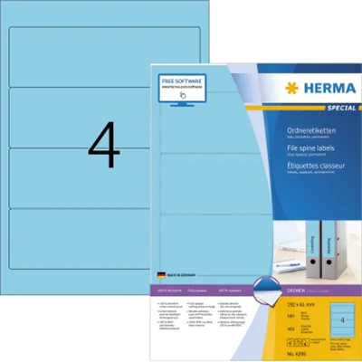 HERMA Etikett SuperPrint 4298 192x61mm breit blau 400 St./Pack.