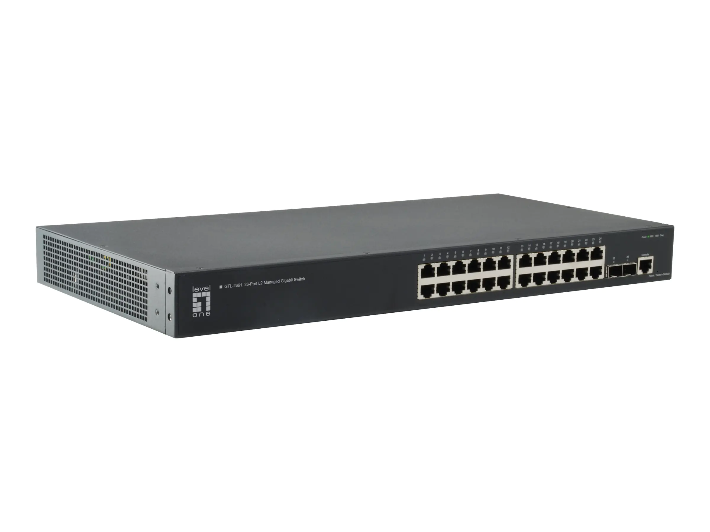LevelOne GTL-2661 - Switch - 24 x 10/100/1000 + 2 x 10 Gigabit SFP+ - Desktop, an Rack montierbar