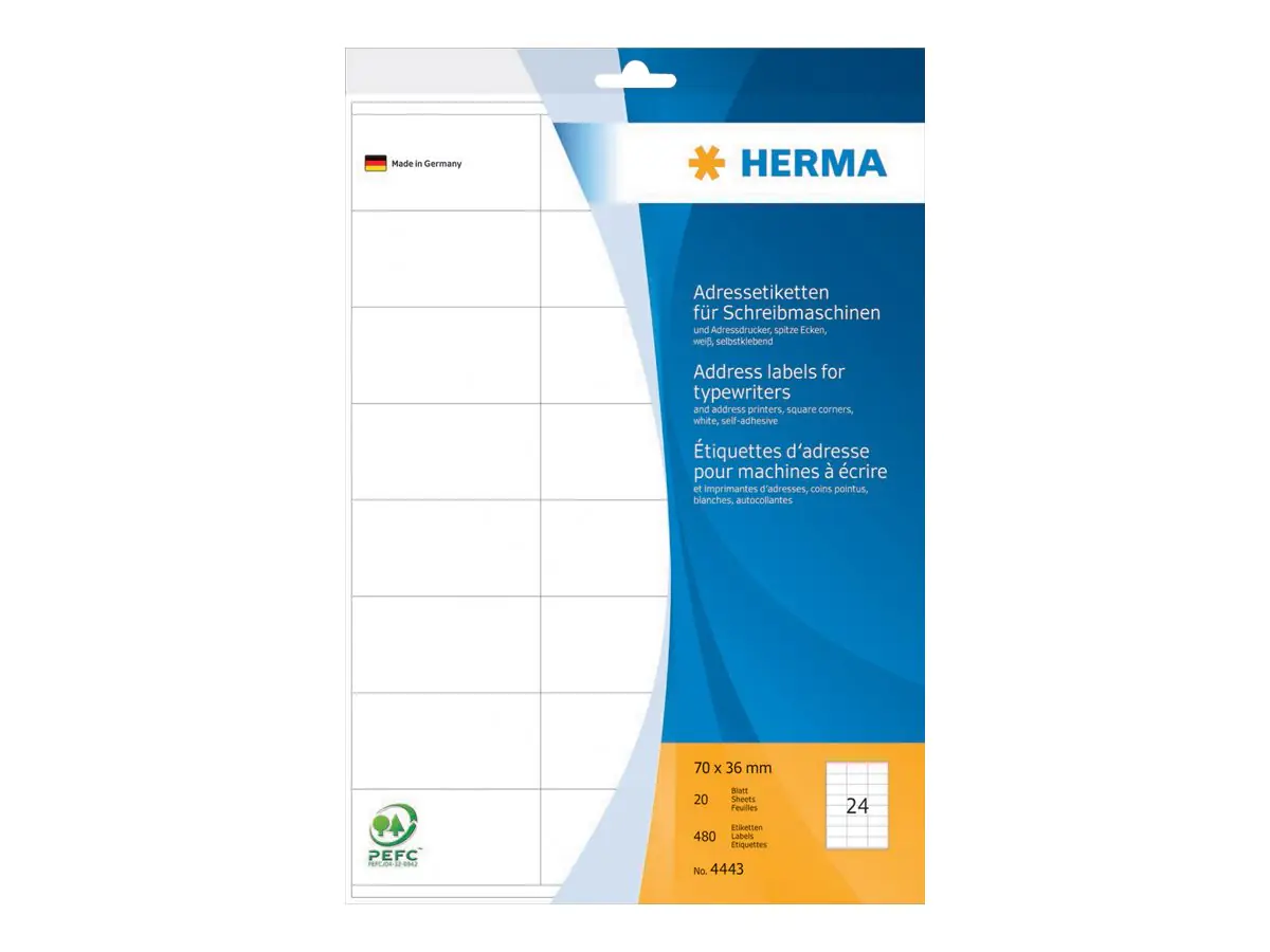 HERMA Matt - selbstklebend - weiß - 70 x 36 4443