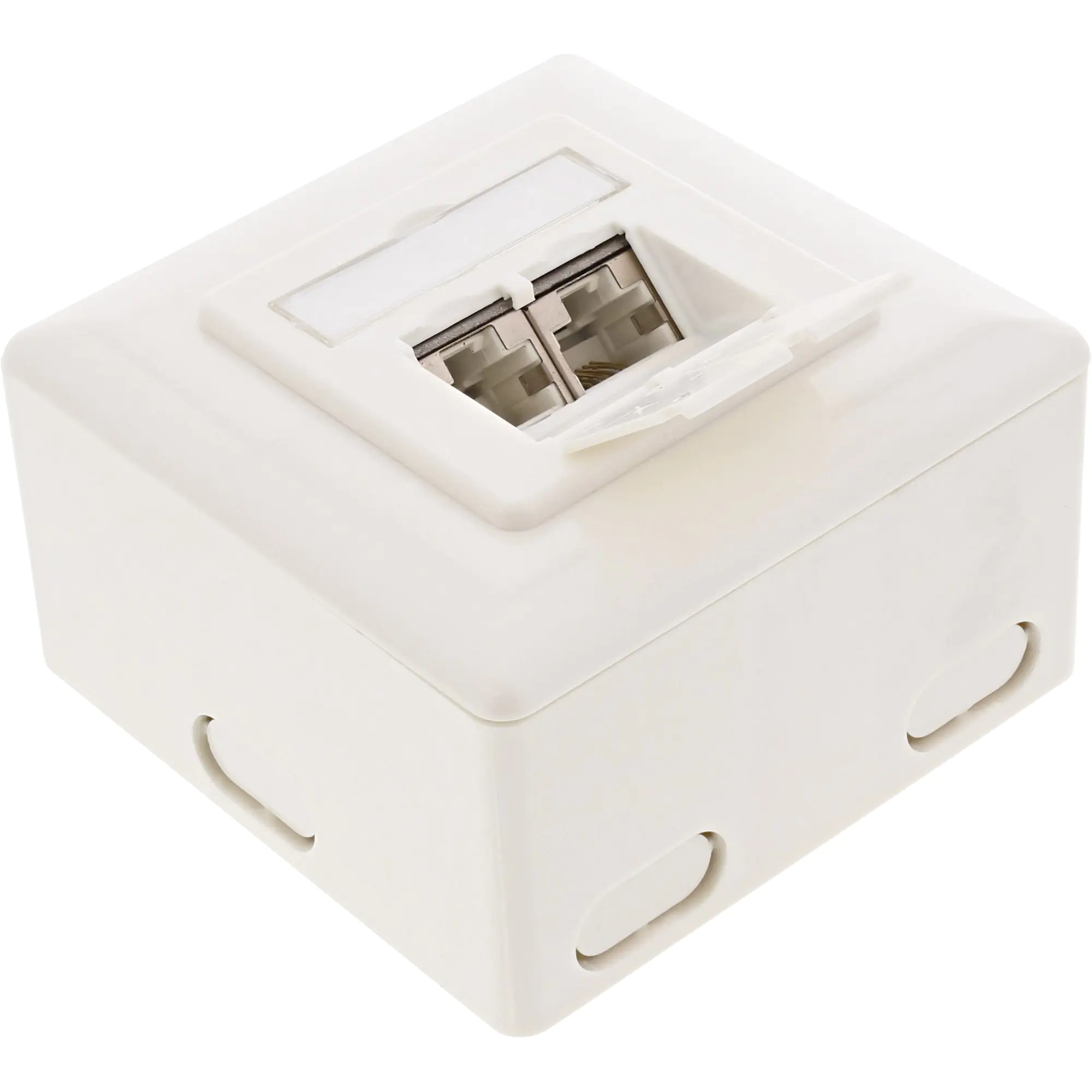 InLine Cat.6 Anschlussdose - AP/UP 2x RJ45 Buchse - RAL9010 - weiß - senkrecht 75602K