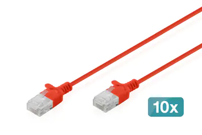 DIGITUS CAT 6 U-UTP Slim Patchkabel, 5 m, Rot, 10 Stück