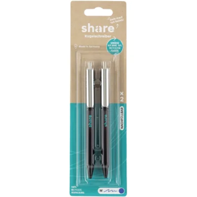 share Kugelschreiber M blau Farbe des Schaftes: schwarz 2 St./Pack.