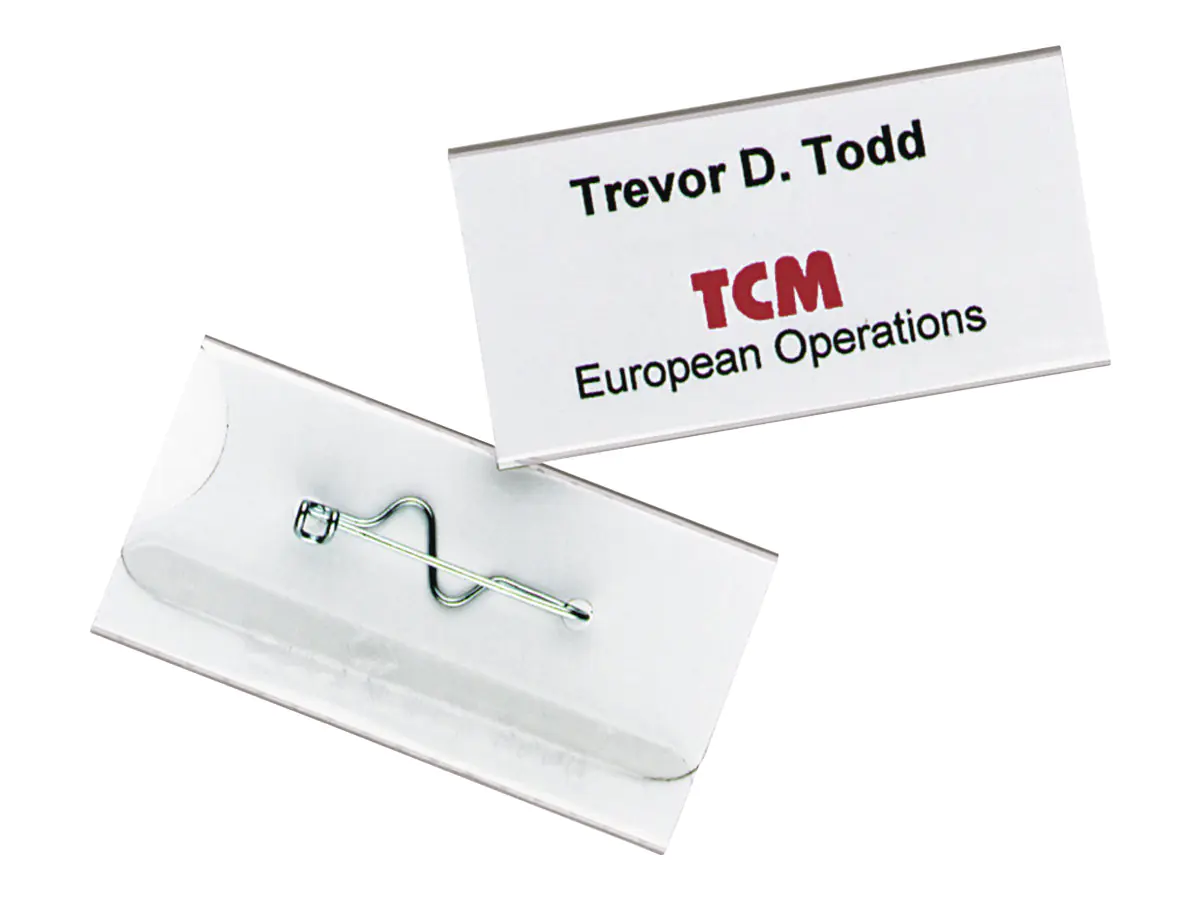 Durable Namensschild - für 30 x 60 mm - Nadel - durchsichtig (Packung mit 100) 800619