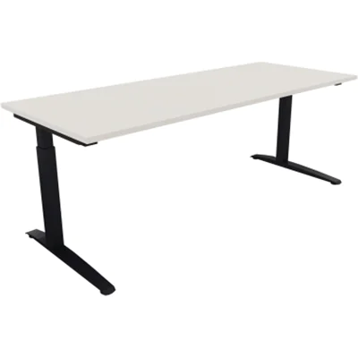 Schreibtisch Kufe Einzels. Quadrat B2000xT800xH650-850 an/Weiß