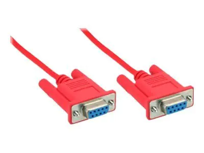 InLine - Nullmodemkabel - DB-9 (W) zu DB-9 (W) - 3 m - geformt, Daumenschrauben - Rot