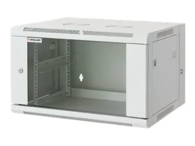 Intellinet Network Cabinet, Wall Mount (Double Section Hinged Swing Out), 15U, Usable Depth 425mm/Width 540mm, Grey, Assembled, Max 30kg, Swings out for access to back of cabinet when installed on wall, 19", Parts for wall install (eg screws/rawl plugs) n