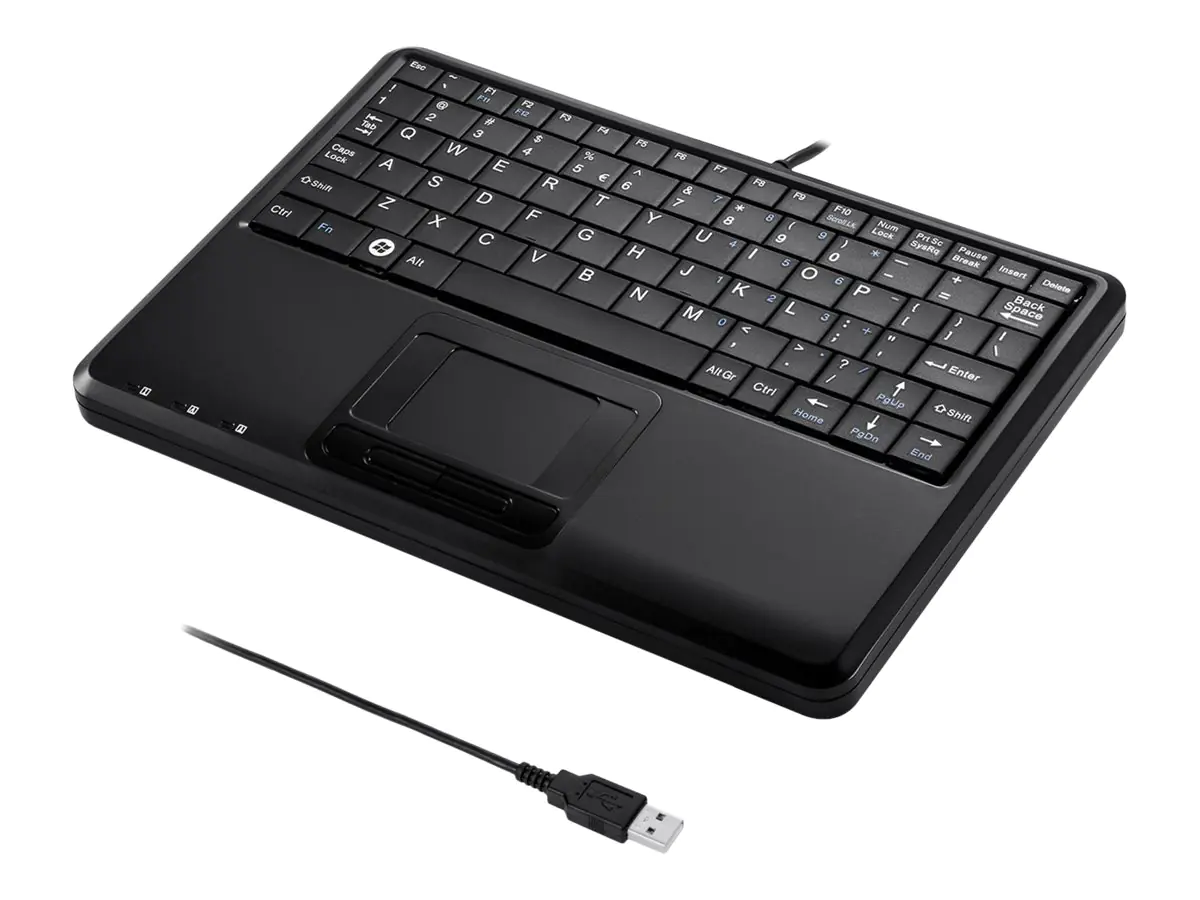 Perixx PERIBOARD-510H Plus - Super-Mini - Tastatur - mit Touchpad - USB