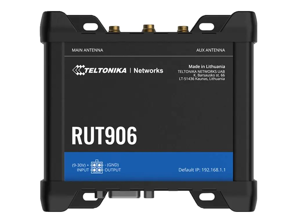 Teltonika RUT906 - Wireless Router - WWAN 3-Port-Switch - RS-232, RS-485 2,4 GHz - 4G, 2G, 3G - an DIN-Schiene montierbar