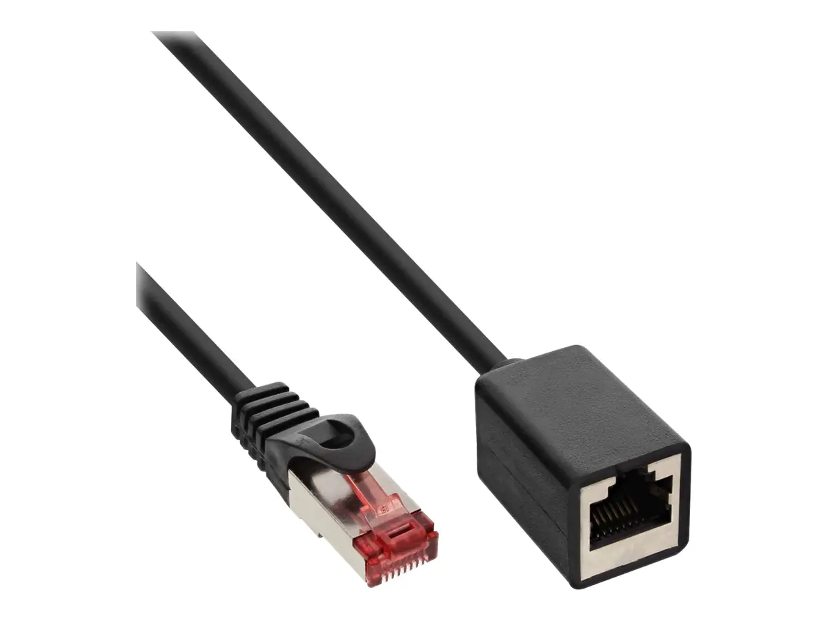 InLine - Patch-Verlängerungskabel - RJ-45 (M) zu RJ-45 (W) - 50 cm - SFTP, PiMF - CAT 6 - geformt, robust - Schwarz