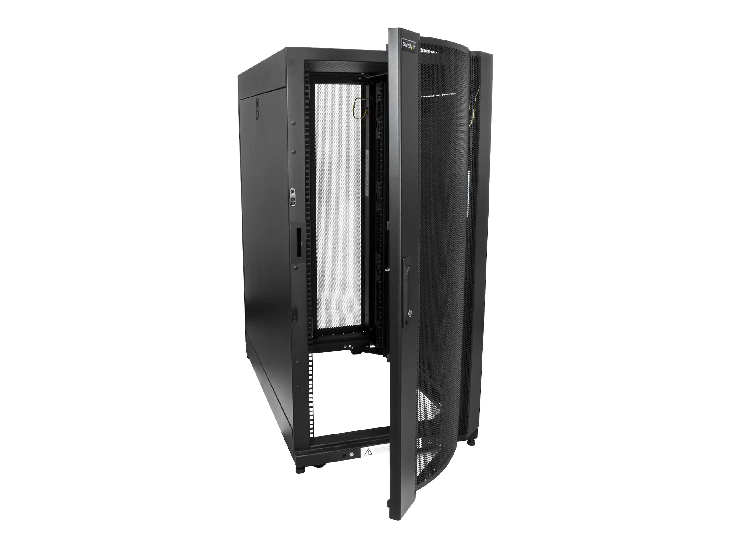 StarTech.com 25HE Enterprise Server Rack-Schrank Kit, 19 Zoll 4-Pfosten Serverschrank, integriertes Kabelmanagement, 89cm Montagetiefe, 1500kg Traglast, Freistehendes Gestell, 25U, 1500 kg, Sperrschloss, Verbessertes Kabelmanagement, Lenkrollen