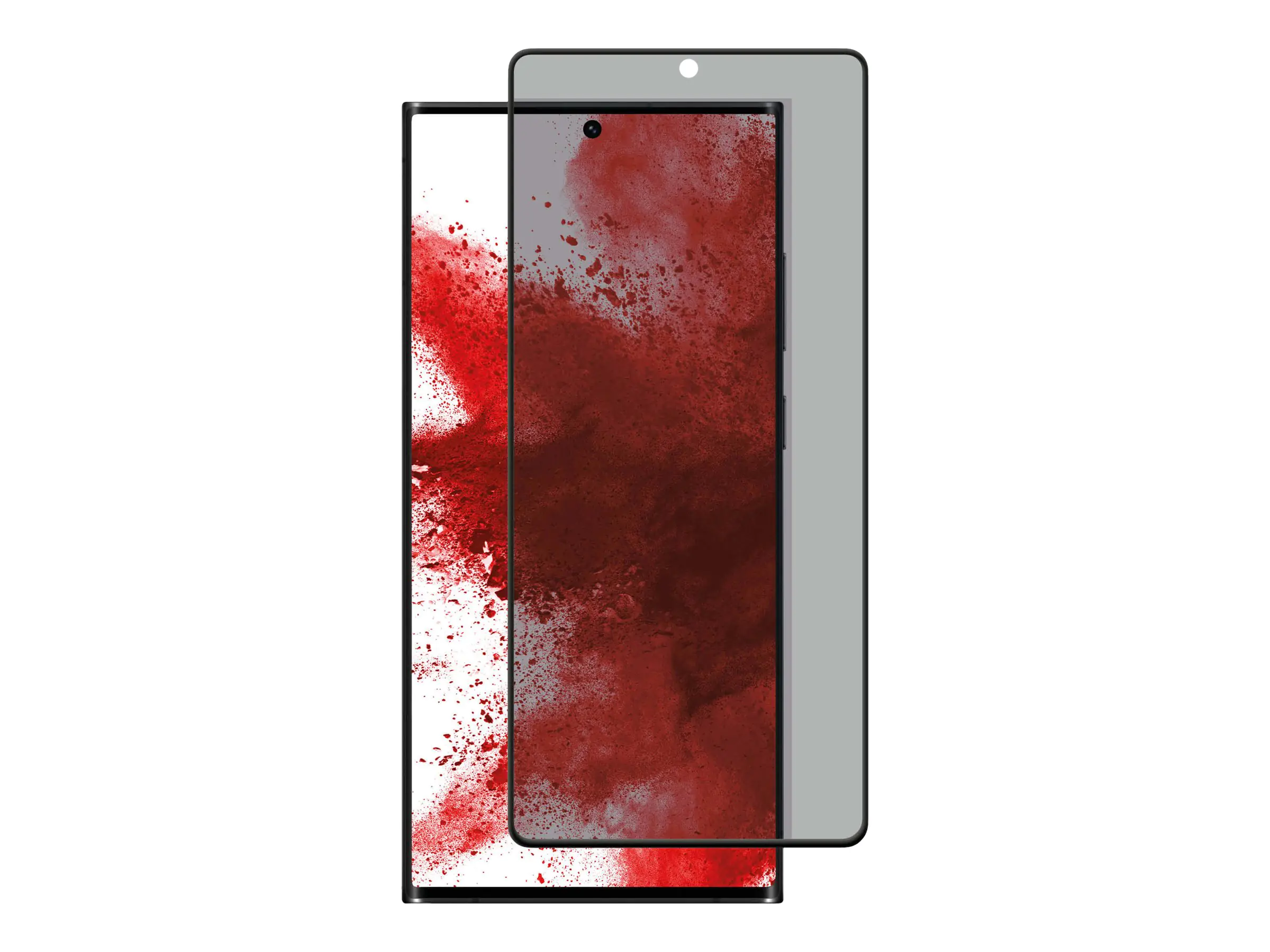 DISPLEX Real Glass - Bildschirmschutz für Handy - gehärtetes Glas - Glas - mit Sichtschutzfilter - 2-Wege - klebend - Rahmenfarbe schwarz - für Samsung Galaxy S23 Ultra