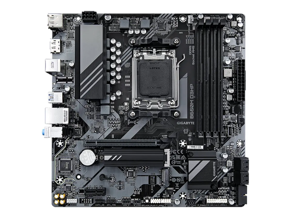 Gigabyte B650M D3HP - 1.0 - Motherboard - micro ATX - Socket AM5 - AMD B650 Chipsatz - USB 3.2 Gen 1, USB-C 3.2 Gen 1 - 2.5 Gigabit LAN - Onboard-Grafik (CPU erforderlich) B650M D3HP 1.3