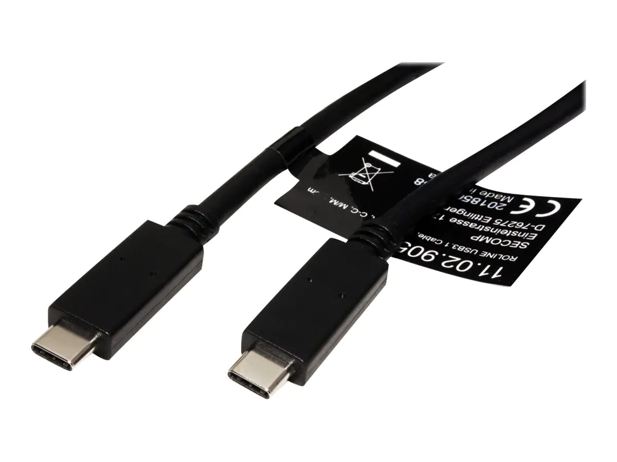 Roline - USB-Kabel - 24 pin USB-C (M) zu 24 pin USB-C (M) - USB 3.1 Gen 2 - 20 V - 5 A - 50 cm - Schwarz