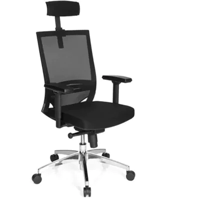 hjh OFFICE Bürodrehstuhl PORTO MAX HIGH 46-56cm Synchronmechanik Rolle hart gebremst (für Teppichboden) Aluminium, poliert schwarz