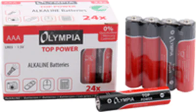Olympia 40180, AAA, Alkali, 24 Stück(e), 7 Jahr(e), Schwarz, Rot, Fensterbox