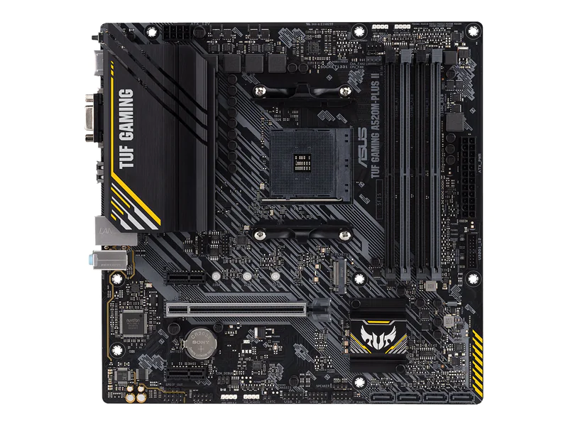 ASUS TUF GAMING A520M-PLUS II - Motherboard - micro ATX - Socket AM4 - AMD A520 Chipsatz - USB 3.2 Gen 1 - Gigabit LAN - Onboard-Grafik (CPU erforderlich) - HD Audio (8-Kanal)