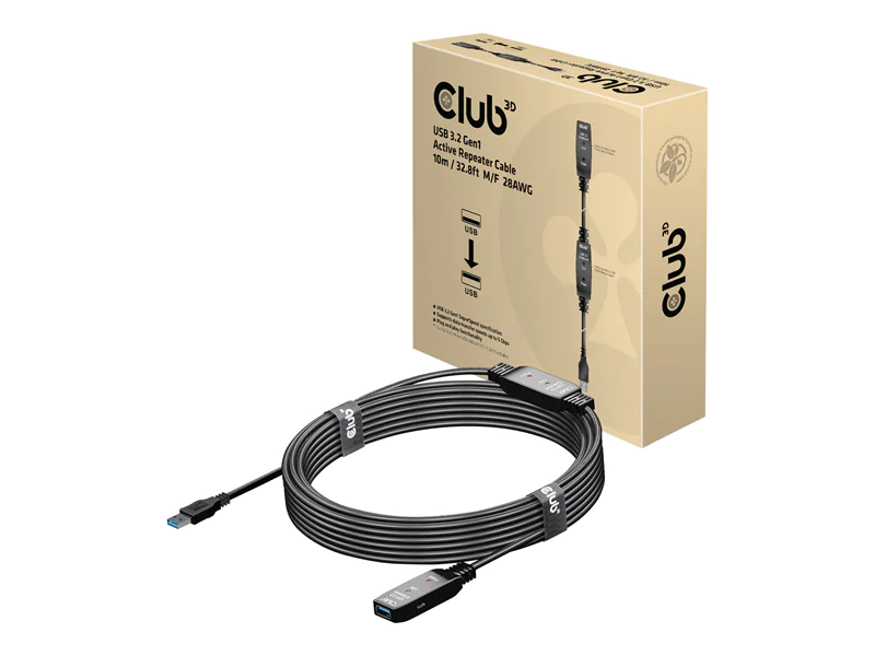 Club 3D - USB-Verlängerungskabel - USB Typ A (M) zu USB Typ A (W) - USB 3.2 Gen 1 - 10 m - aktiv
