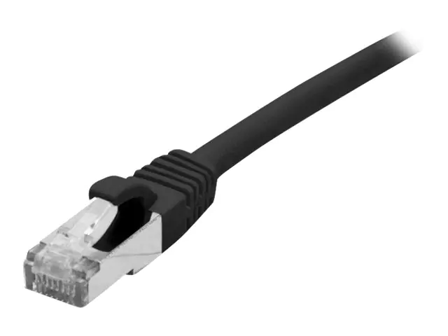 deXlan - Patch-Kabel - RJ-45 (M) bis RJ-45 (M) - 3 m - SFTP, PiMF - CAT 6a - halogenfrei, geformt, ohne Haken - Schwarz