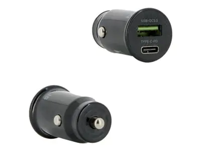 Mobilis - Auto-Netzteil - Universal - 25 Watt - 3 A - QC 3.0, PD - 2 Ausgabeanschlussstellen (24 pin USB-C, USB) - Schwarz