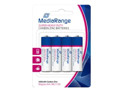 MediaRange - Batterie 4 x AA / LR6 - Kohlenstoff Zink - 540 mAh