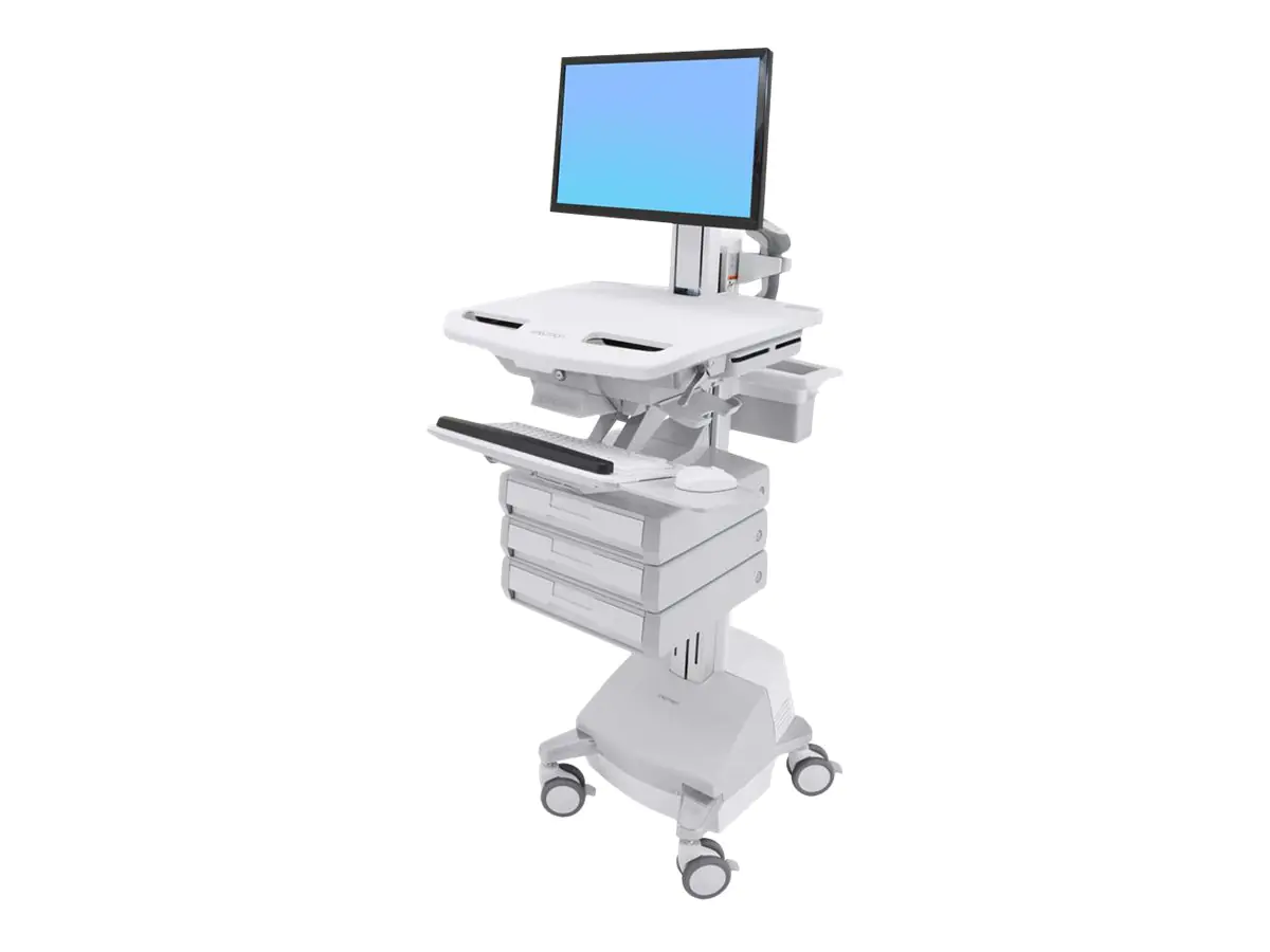 Ergotron Cart with LCD Pivot, SLA Powered, 3 Drawers - Wagen - für LCD-Display / PC-Ausrüstung - verriegelbar - medizinisch - Aluminium, verzinker Stahl, hochwertiger Kunststoff - Bildschirmgröße: bis zu 61 cm (bis zu 24 Zoll) SV44-1331-2