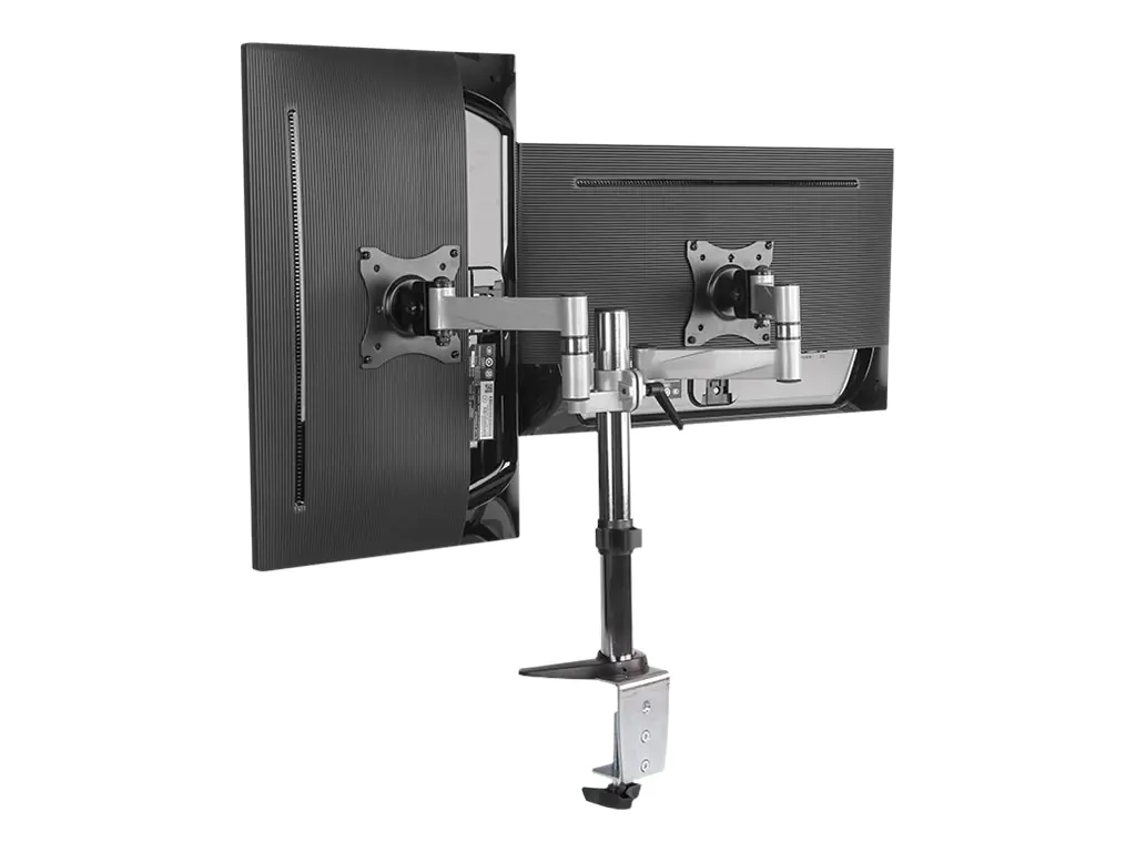 LogiLink Dual monitor desk mount - Befestigungskit - einstellbarer Arm - für 2 Monitore - Aluminium, Stahl - metallisch grau - Bildschirmgröße: 33-68.6 cm (13"-27") - Tischmontage