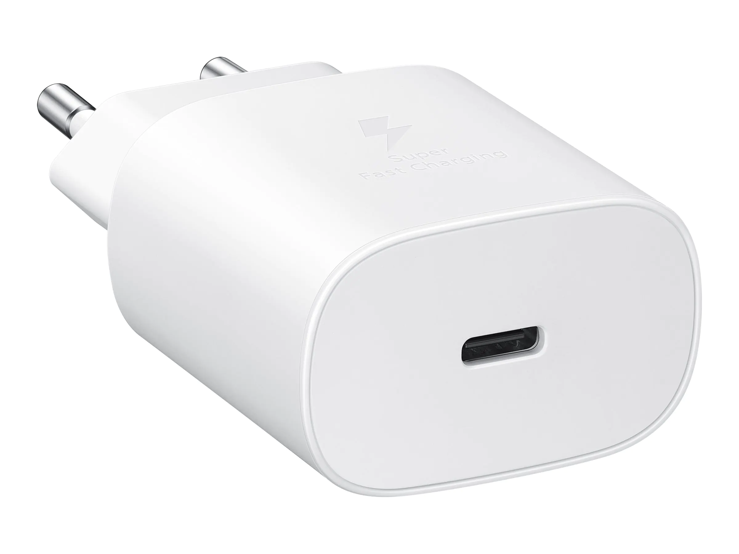 Samsung Fast Charging Wall Charger EP-TA800 - Netzteil - 25 Watt - 3 A - Ultra Fast Charge (24 pin USB-C) - auf Kabel: USB-C - weiß - für Galaxy A20, A50, A70, A8s, M30, M40, Note10, S20, S20 5G, S20+ 5G, Z Flip, Z Flip 5G