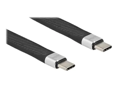 Delock - USB-Kabel - 24 pin USB-C (M) zu 24 pin USB-C (M) - USB 3.2 Gen 2 - 20 V - 5 A - 13 cm - flach - Schwarz