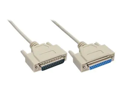InLine - Serielles Verlängerungskabel - DB-25 (M) zu DB-25 (W) - 10 m - geformt - beige