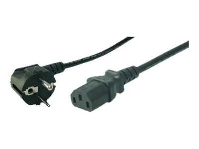 LogiLink - Stromkabel - power IEC 60320 C13 zu power CEE 7/7 (M) - Wechselstrom 250 V - 3 m - 90° Stecker - Schwarz