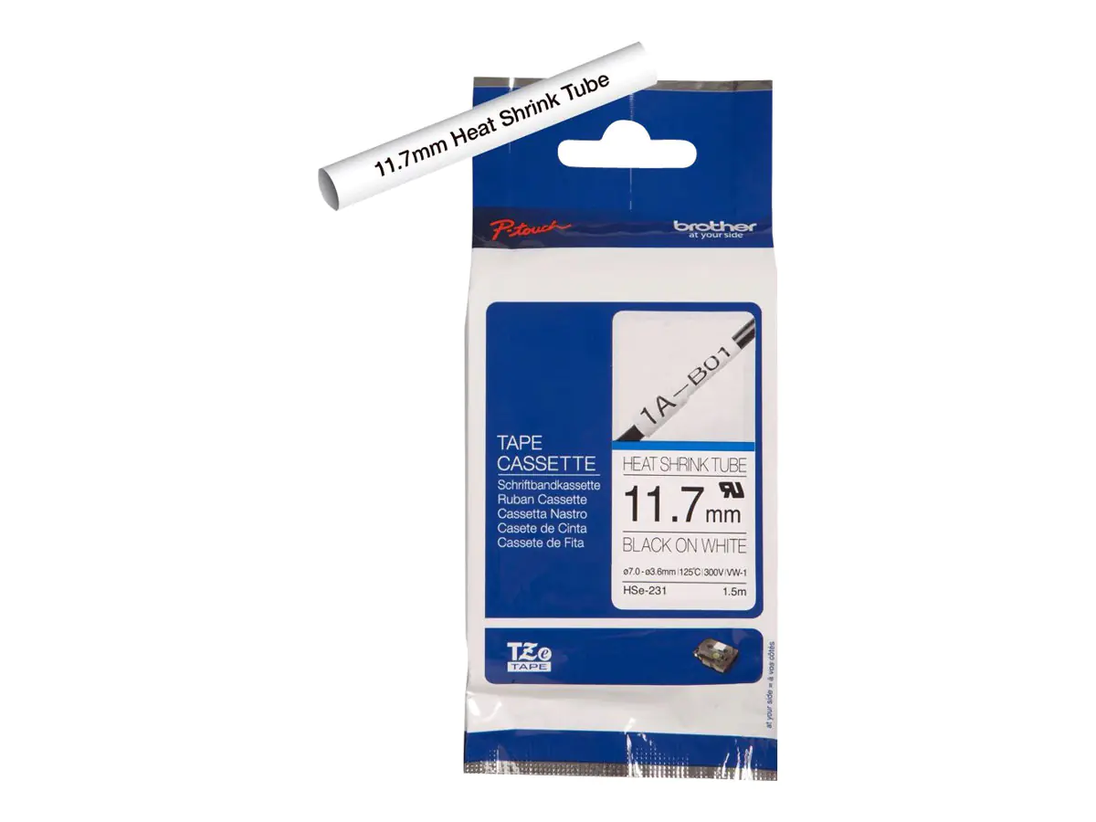 Brother HSe-231 - Schwarz auf Weiß - Rolle (1,2 cm x 1,5 m) 1 Rolle(n) Rohr - für P-Touch PT-D600, D800, E500, E550, E800, H101, P750, P900, P950; P-Touch EDGE PT-P750