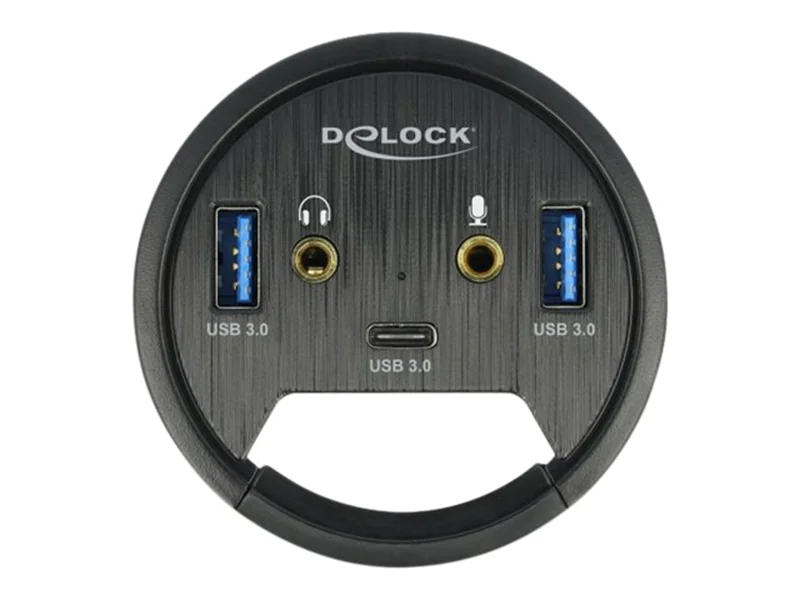 DeLOCK In-Desk Hub - Hub - 2 x USB 3.2 Gen 1 + 2 x Audio + 1 x USB-C 3.2 Gen 1 - Desktop