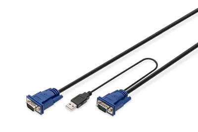 Digitus Octopus - Tastatur- / Video- / Maus- (KVM-) Kabel - USB, PS/2, HD-15 (VGA) (M) zu HD-15 (VGA) (M) - 1.8 m - Schwarz