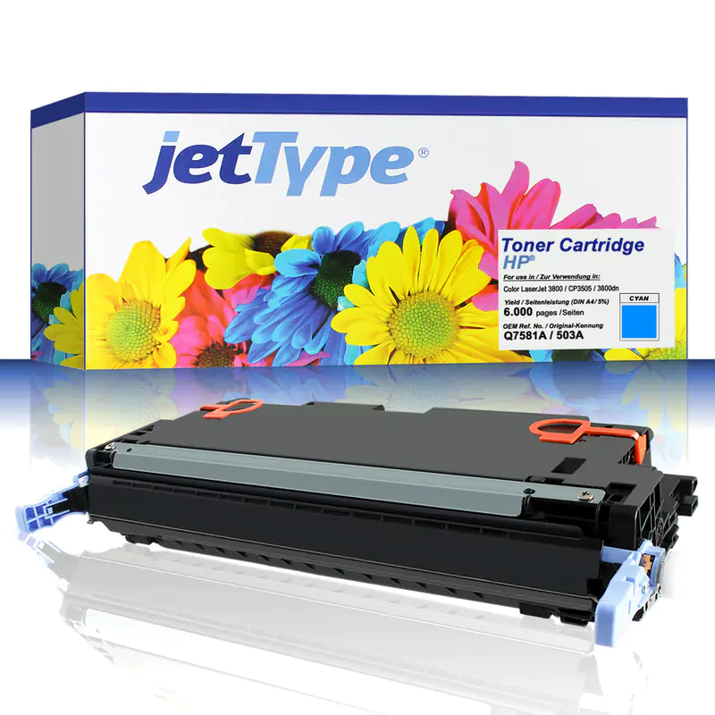 jetType Toner kompatibel zu HP Q7581A 503A cyan 6.000 Seiten 1 Stück