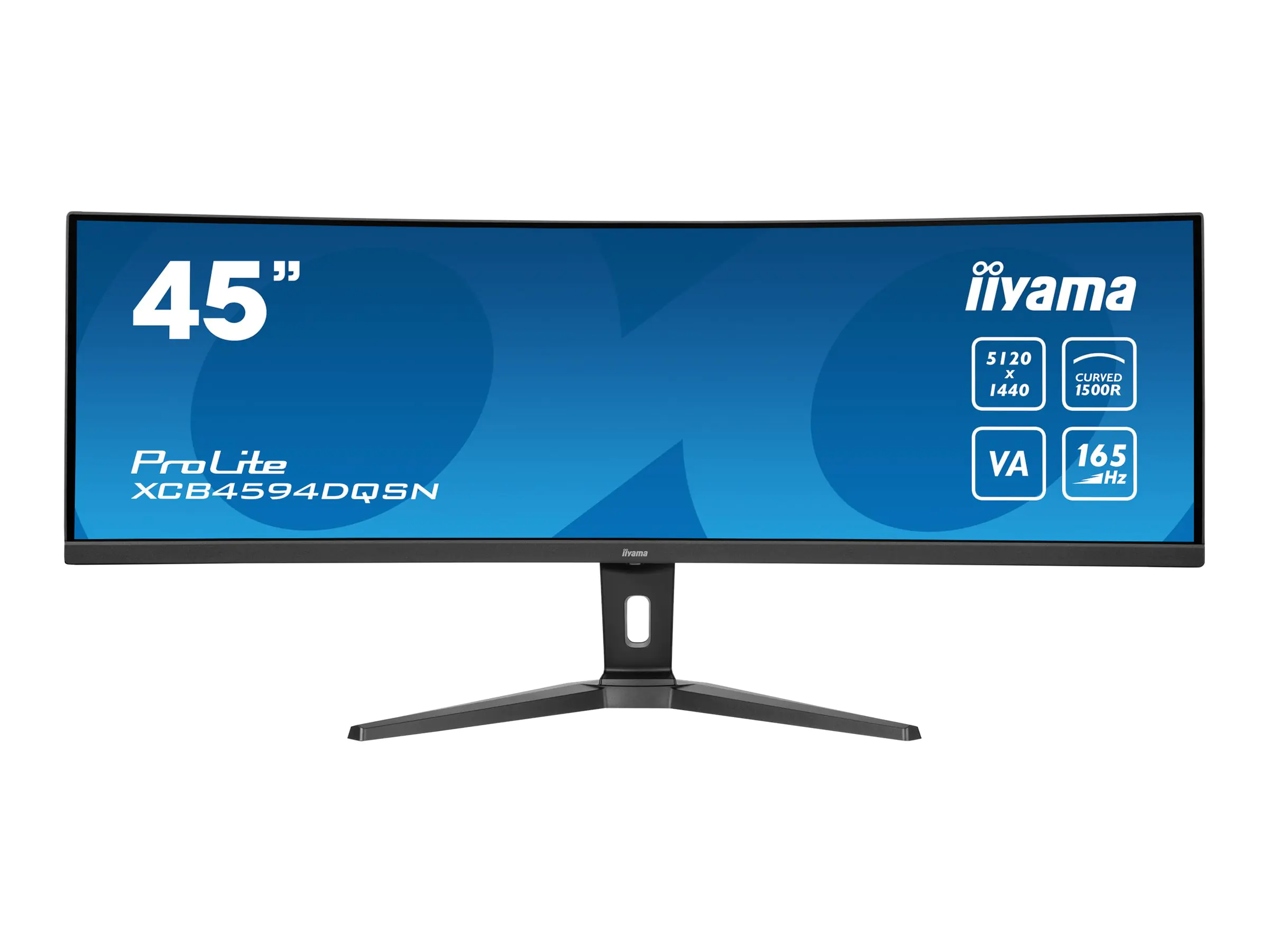 iiyama ProLite XCB4594DQSN-B1 - LED-Monitor - gebogen - 114.3 cm (45") (44.5" sichtbar) - 5120 x 1440 Dual Quad HD @ 165 Hz - VA - 450 cd/m² - 3000:1 - HDR400 - 0.8 ms - 2xHDMI, DisplayPort, USB-C - Lautsprecher - Schwarz, Matte