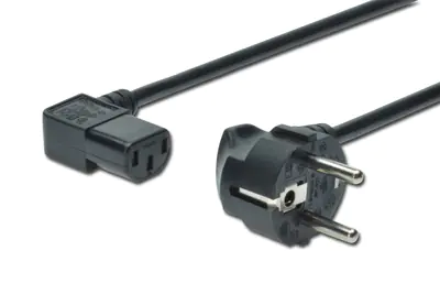ASSMANN - Stromkabel - power IEC 60320 C13 zu power CEE 7/7 (M) - Wechselstrom 250 V - 1.8 m - 90° Stecker, geformt - Schwarz - Europa