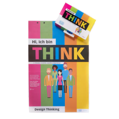 Playroom Starterset THINK FLIP 1 x THINK FLIP Flipchartblock, 1 x Satz THINK-Workshopkarten (35 gedruckte Karten), 4 x EcoLine edding Marker (rot, blau, grün, schwarz), 4 x Haftnotizenpackungen