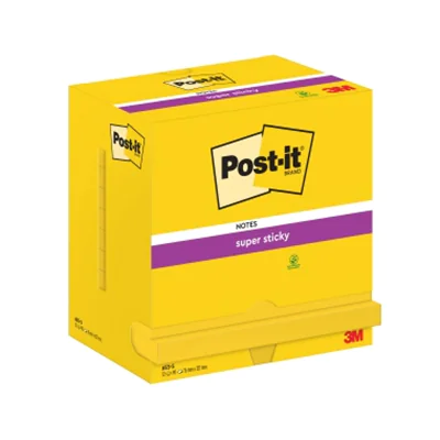 Post-it Haftnotiz Super Sticky Notes 127 x 76 mm (B x H) gelb 90 Bl./Block 12 Block/Pack.