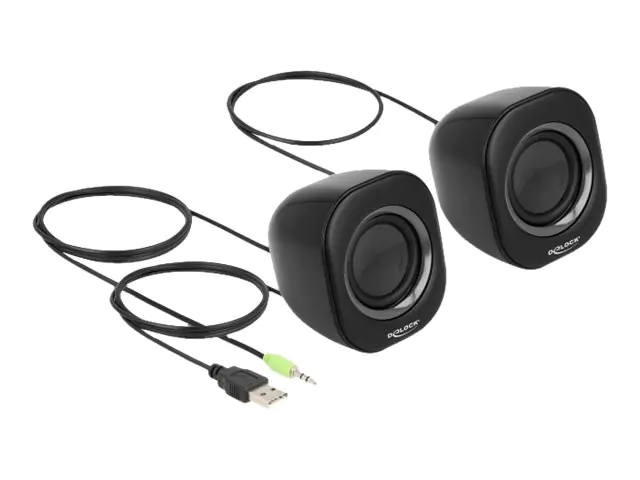 Delock Mini - Lautsprecher - für PC - 2 Watt (Gesamt) - Grau, Schwarz